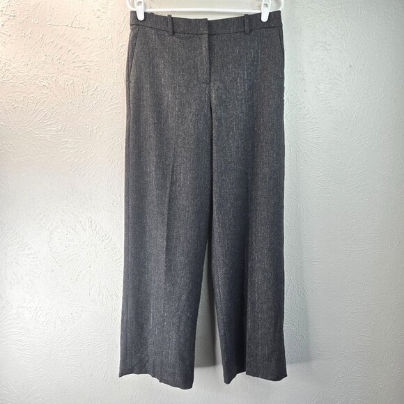 J.Crew Italian Wool Blend Wide Leg Pant Full Length Gray Preppy Academia Trouser - Picture 1 of 10